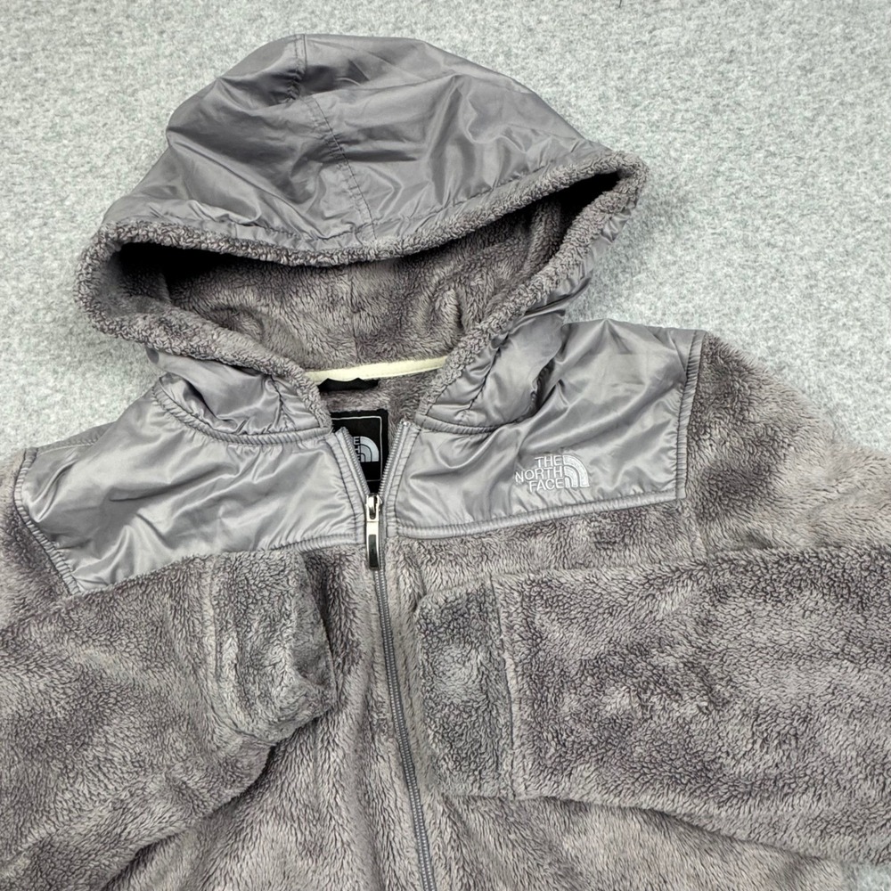 The North Face Womens Grey Full Zip Osito Fleece Hoodie Jacket XL Yoke Overlay